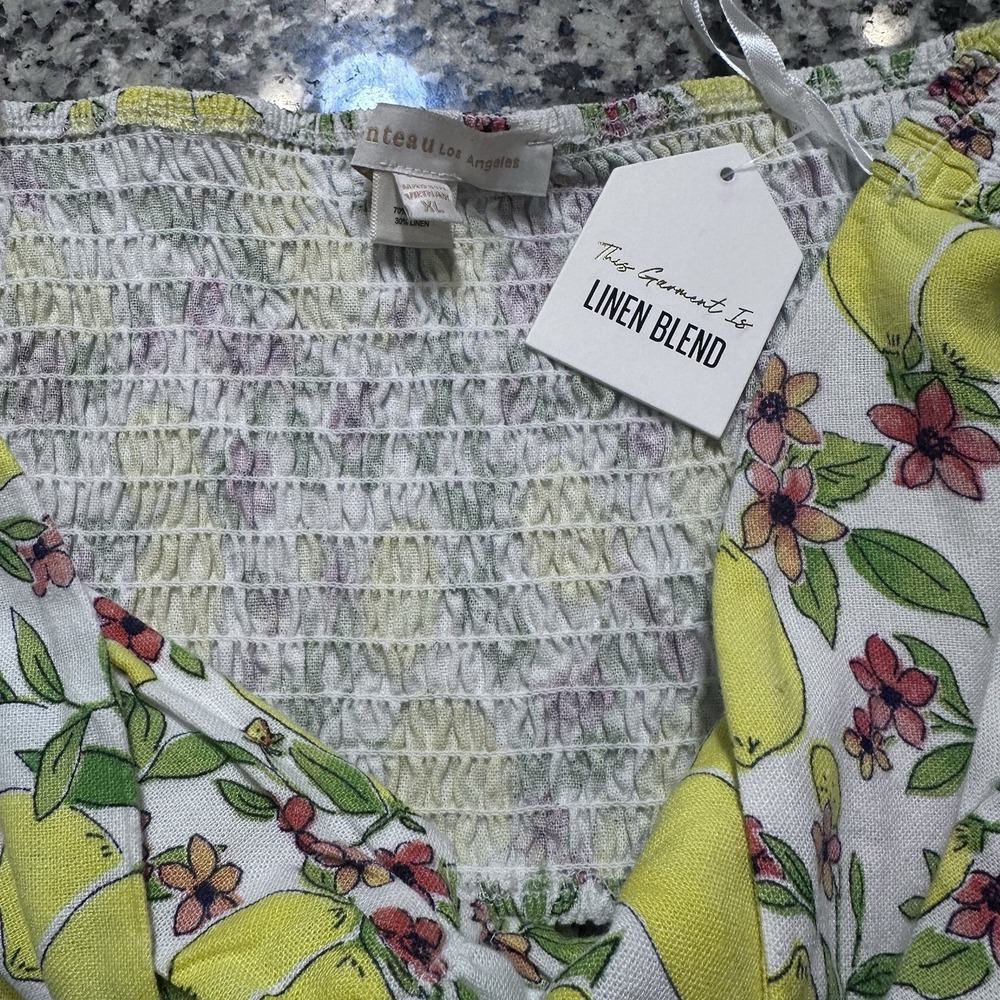 NWT Monteau Los Angeles Lemon And Floral Print Cropped Tube Top X-Large - Picture 6 of 9
